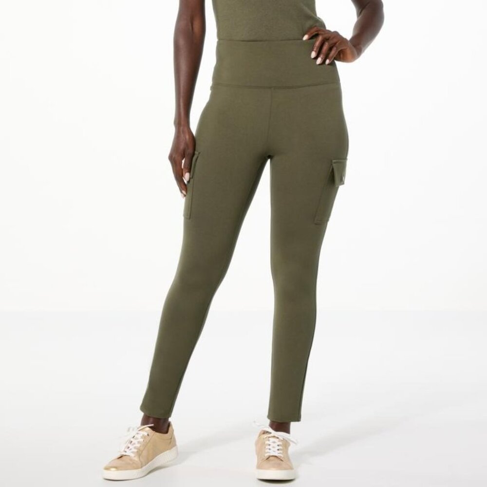 Wynne Layers 360 Stretch Ponte Cargo Leggings Size Medium Fern Green Athleisure